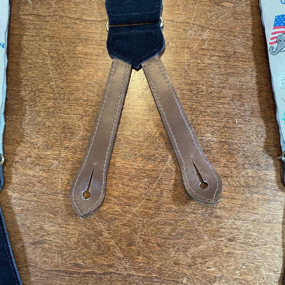 Vintage 80 Elephant Suspenders State Of Braces Patriotic Republican Seal Of USA - Picture 5 of 7